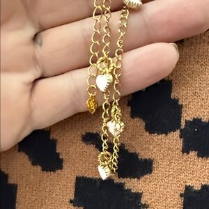 Gold and Cream Heart Charm Bracelet
